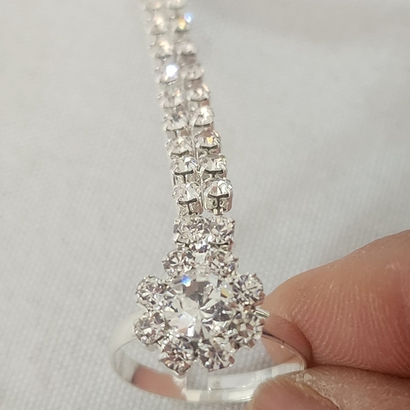 Silver Crystal Hand Chain Bracelet / Anklet - Picture 7 of 8